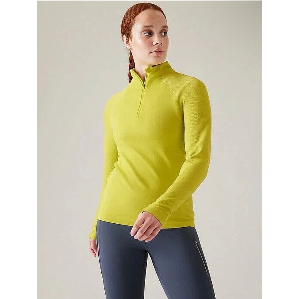 Athleta Women's Flurry Half Zip Mock Neck Top Deep Fiber Optic XL Activewear